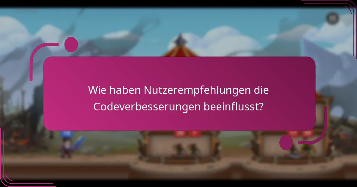 Wie haben Nutzerempfehlungen die Codeverbesserungen beeinflusst?